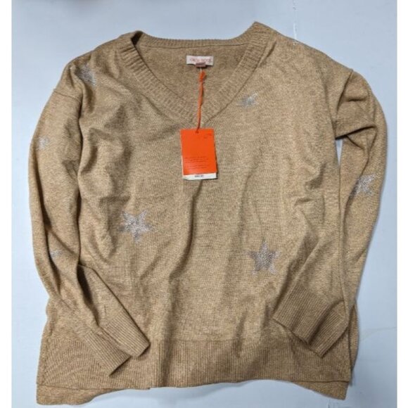 Knox Rose Women's V-Neck Pullover Sweater Tan Medium - Picture 6 of 11